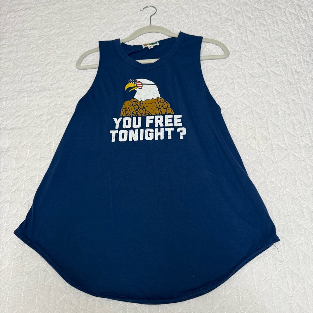 Tipsy Elves Navy Sleeveless Top with Eagle Design